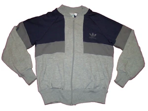 70's Vintage Adidas Trefoil Youth Boys Medium Blue Gray Zip Sweatshirt Jacket - Picture 1 of 8