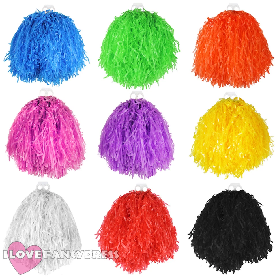 JUMBO POM POMS CHEERLEADER FANCY DRESS ACCESSORY DANCE GROUP THEATRE SHOWS - Image 1 of 1