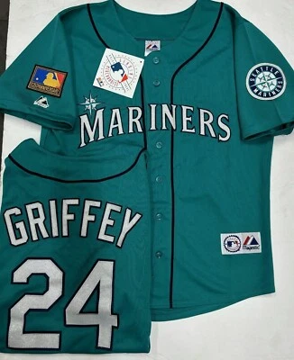 CAMISETA RETRO KEN GRIFFEY JR SEATTLE MARINERS 1994 VERDE AZULADO MAJESTUOSA NUEVA Foto 1 de 4