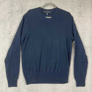 Metropolitan View Cashmere Sweater Mens L Blue Knit V-Neck Slim Pullover Large - Picture 1 of 10