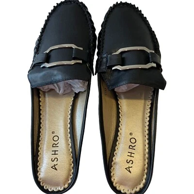 Ashro Womens Rush Hour Slide Mule Shoe Faux Leather Bk Sz 11 M Buckle Accent New - Image 1 of 4