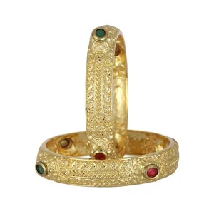 Gold Plated Bangle Jewellery Women & Girls (2.8) Set Of 2 - Picture 1 of 5