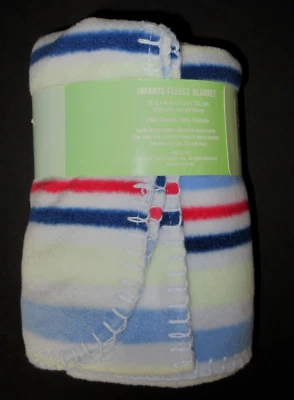 NEW Circo Striped Baby Blanket Fleece Stitched Edge Security Lovey Blue Red - Image 1 of 3