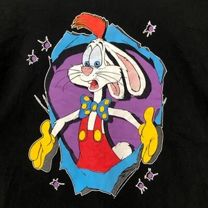 ¿Quién enmarcó a Roger Rabbit 1987? Camiseta negra XL vintage de una sola puntada B1 - Imagen 1 de 8