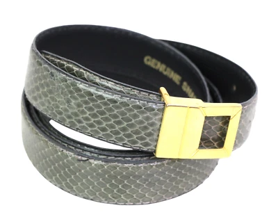 СЕРЫЙ реальный змея кожи 7/8» Wd узкие повседневное платье женщин ремень Sz XL (G80 - Изображение 1 из 4