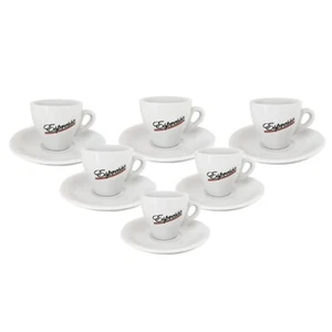 Lorren Home Porcelain Espresso Cups and Saucers, 3 Oz, Espresso Motif, Set of 6 - Picture 1 of 5