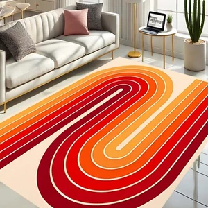 Retro Vorleger, moderne Fußmatte, bunter Teppich, abstrakter Teppich, geometrische Matte, - Bild 1 von 11