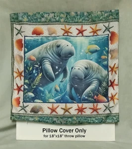 Manatee Throw Pillow Cover Double-Sided Print - Picture 1 of 1