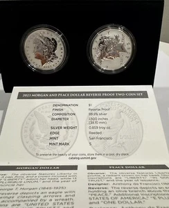 2023 S Reverse Proof $1 Morgan and Peace Silver Dollar 2pc Set Box ,OGP & COA - Picture 1 of 5
