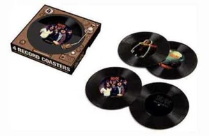 Retro Vinyl Record Coasters x 4 AC/DC 10cm Diam Licensed Printed Silicone - Picture 1 of 3