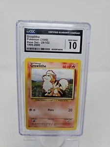 1999-2000 POKEMON BASE SET GROWLITHE #28  🔥CGC GEM MINT 10🔥 - Picture 1 of 5