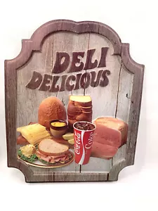 Letrero de almuerzo vintage Coca Cola Deli moldeado 15" x 18" tienda exhibición restaurante - Imagen 1 de 6