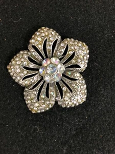 Vintage Brosche Blume Strass Kristall & Metall - Bild 1 von 6