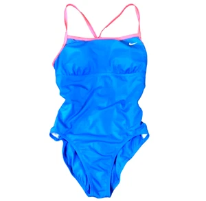 Nike Mädchen Einteiler Racerback Badeanzug himmelblau und pink Gr. 14 282i - Bild 1 von 9
