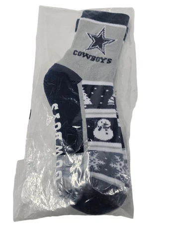 NFL Dallas Cowboys Christmas Socks Size Large Snowman XMAS Athletic New in Bag Cover