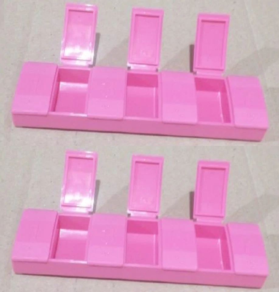 2 x Tupperware 7-Day Pill Vitamin Advil Keepers Pink Color w/ Braille New - Image 1 of 1