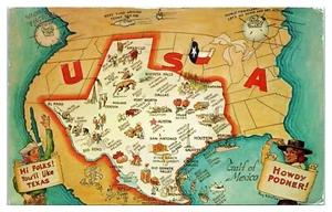 Texas Brags übergroße Karte und Landschaften Howdy Podner Postkarte - Bild 1 von 2