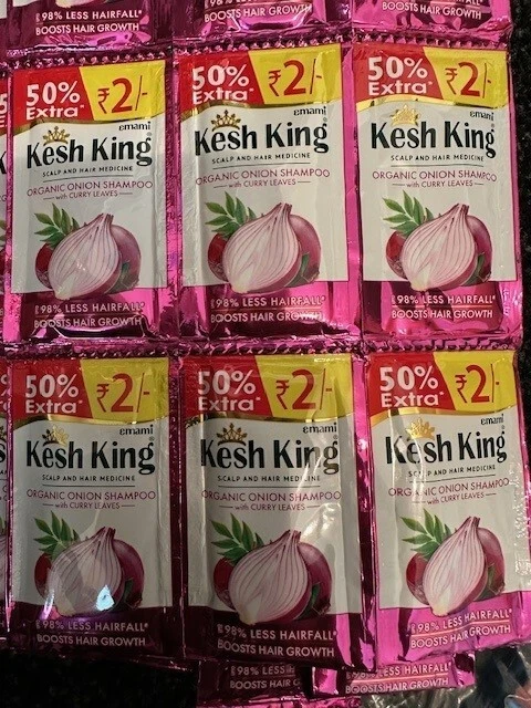 8x Kesh King Organic Onion Shampoo Aloe Herbs Travel Holiday Pouch Sachet 5ml