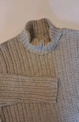 Sigrid Olson Sz Petite L Silk Blend Womens Cable Knit Gray Long Sleeve Sweater  - Image 1 of 4
