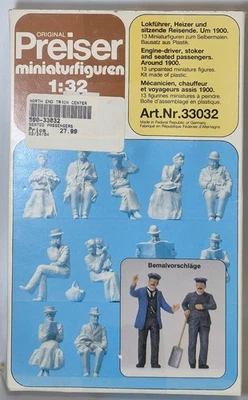 Preiser 33032 Railroad 13 figuras sin pintar kit 1:32 EngineDriverStokerPassenger Foto 1 de 4