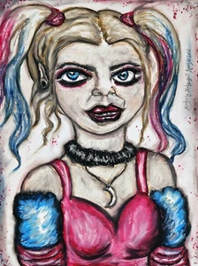 HARLEY QUINN Smile ART PRINT 11 x 14 Signed by Artist KSams Gothic Joker Woman - Picture 1 of 2