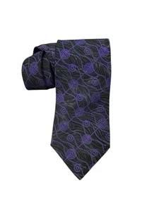 Bacharach lila und schwarze Herren Seidenkrawatte Made in Italy - Bild 1 von 6
