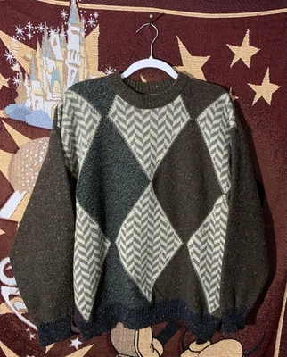 Vintage Le Collezioni Structure Sweater Mens Large Wool Blend Argyle USA 90s - Image 1 of 4