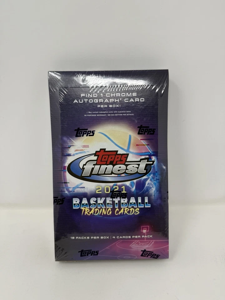2021 Topps Finest NBA Basketball Hobby Box Chrome Auto 18 Packs - New & Sealed! - Image 1 of 2