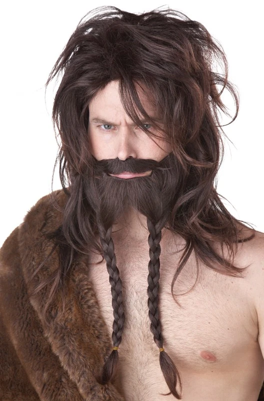 Viking Warrior Costume Wig and Beard (Brown) - Image 1 of 1