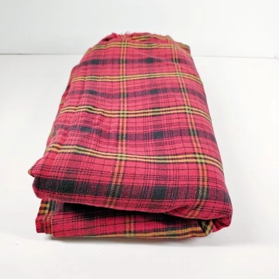 Tela de franela de algodón a cuadros vintage tejida rojo negro tartán 2,66 yardas 58" de ancho Foto 1 de 4