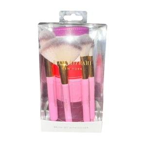 Juego de brochas de maquillaje Isaac Mizrahi con soporte base rubor ventilador polvo rosa nuevo - Imagen 1 de 4