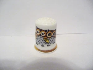THIMBLE VINTAGE BONE CHINA SLALUX UK ADORABLE OWLS - Picture 1 of 5