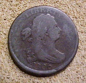 1806 "große 5 mit Stielen" halber Cent - Bild 1 von 2