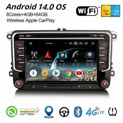 Android 14 Autoradio Navi Für VW Passat CC Golf 5 Golf 6 Tiguan Skoda Yeti SEAT - Bild 1 von 4
