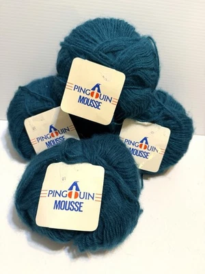 Lot/4 Pingouin Mousse Super Soft Acrylic Yarn-Teal Color17 - Image 1 of 4