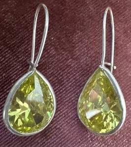 Sterling Silver And Butter Yellow CZ Hook Earrings - Picture 1 of 5