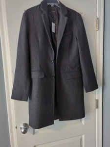NWT Banana Republic Men’s Small Black/Charcoal Topcoat Overcoat NEW!  - Picture 1 of 8
