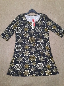 Neu Runway Ready Übergröße 1x Kleid 3/4 Arm schwarz weiß gold Schneeflocke Winter - Bild 1 von 9