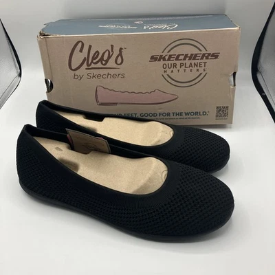 Skechers Mujer Talla 11 Cleo Negro Sin Cordones Planos Elastizados Calce Ancho Foto 1 de 4