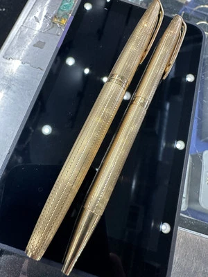 Waterman 18K SÓLIDO Pluma Estilográfica y Bolígrafo Conjunto de Decoración O 18c Foto 1 de 4