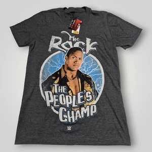 NWT! Dwayne The Rock Johnson Adult S WWF WWE WCW Wrestling GRAY Crew T-Shirt - Picture 1 of 8