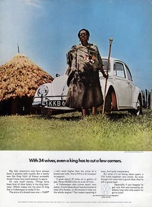 1966 Volkswagen Beetle Bug "Kenya King with 37 Wives" Original Color Print Ad - Picture 1 of 1