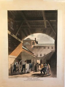 Rowlandson & Pugin London Cold Bath Fields Gefängnis Wassermaschine 1808 Druck - Bild 1 von 4
