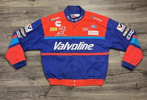 Vintage 90s Nascar Racing Jacket Mark Martin #6 Valvoline Winston Cup - Large Cover