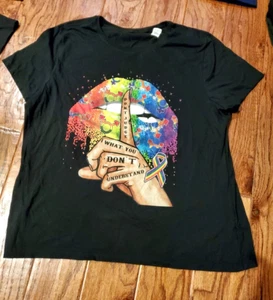 T shirt NWT XXL female DON’T JUDGE WHAT YOU DON’T UNDERSTAND black Gay Pride - Picture 1 of 1