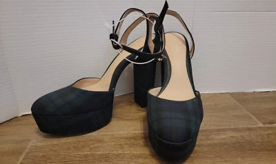 NUEVO ANTONIO MELANI x Born on Fifth Talla 10M Tartán Cuadros Plataforma Vestido Tacones Bomba Foto 1 de 4