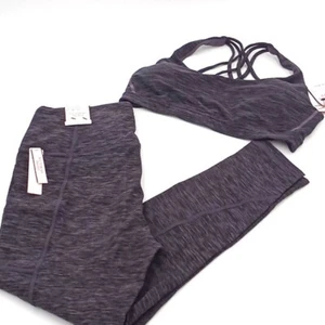 Victoria's Secret VS Women M/10 Strappy Back Bra Essential Pocket Leggings Gray - Picture 1 of 8