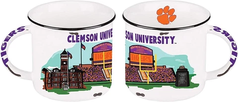 Clemson Tigers NCAA Logo Ceramic 16 Oz Glory Haus Coffee Cup Mug New in Box Cover