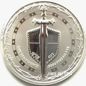 ¡Moneda BU de plata ESPADA DE LA VERDAD (dañada) 2023 de 1 oz! ¡Plata pura .9999! ¡En stock! - Imagen 1 de 5