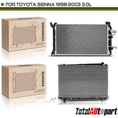Kit de refrigeración de radiador y condensador de CA para Toyota Sienna 1998-2003 3,0 L 164000A071 Foto 1 de 4